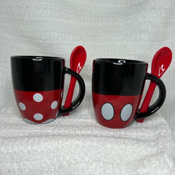 Minnie & Mickey Espresso Cups with Spoons; Disney by Jerry Leigh - Picture 1 of 9